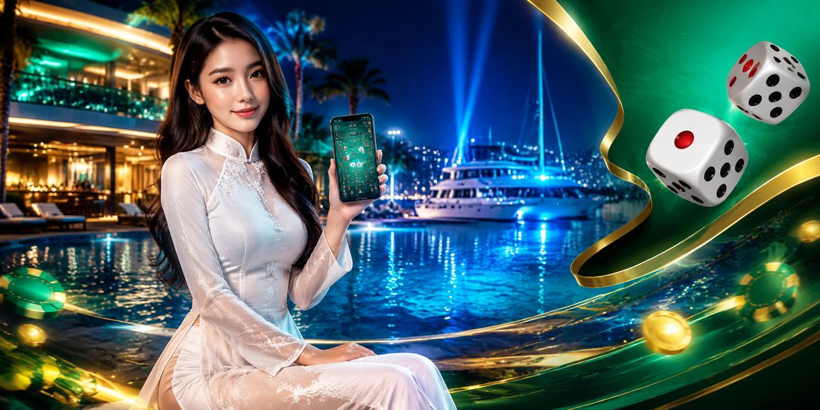 Người phụ nữ mặc áo dài tại Mũi Né tham gia trò chơi tài xỉu và kiểm tra điểm loyalty trên điện thoại